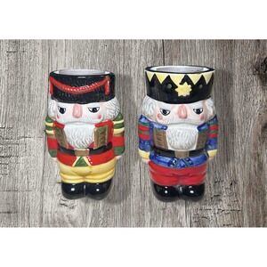 Block Spal Whimsey Christmas Nutcracker T LIGHT CANDLE HOLDERS.  4  Inches HTF